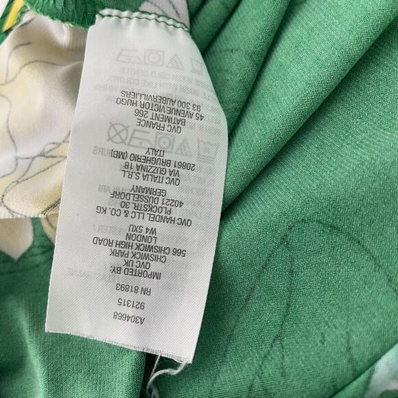 G.I.L.I Green Floral Shift Maxi Dress L Stretchy Tropical Resort Vacation - Picture 5 of 7